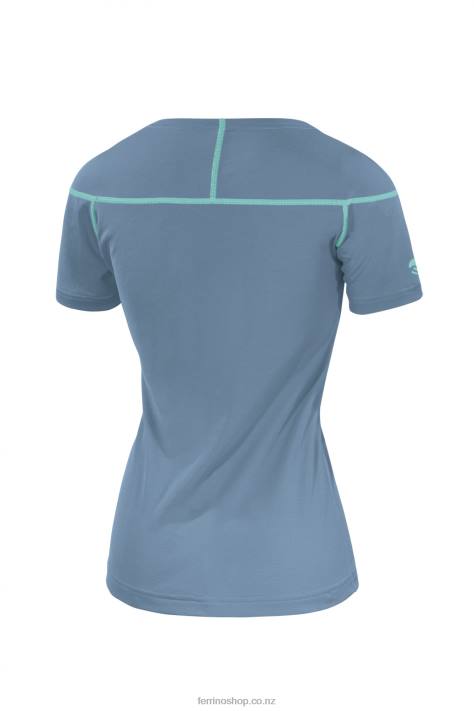 Women Misty Blue Ferrino KASAI T-SHIRT WOMAN MISTY BLUE X44X325